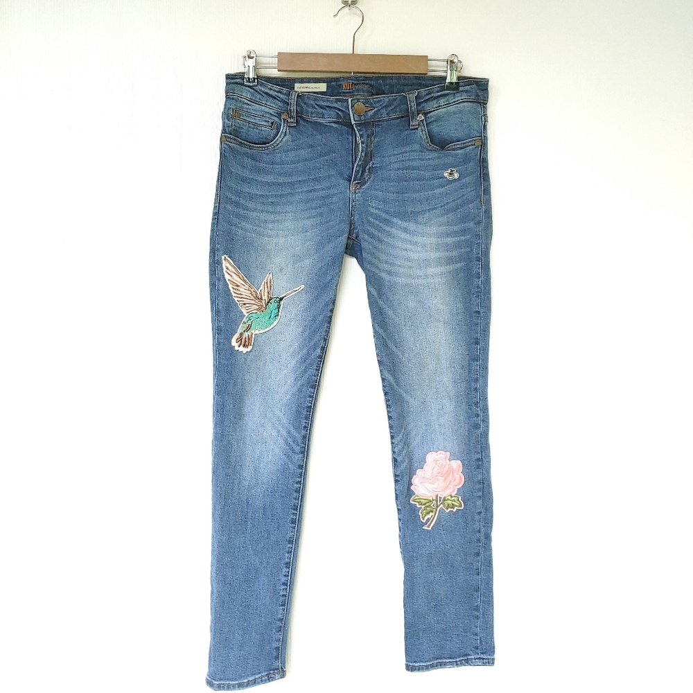 Kut From The Kloth Embroidered Patchwork Catherine Boyfriend Jeans Sz 4
